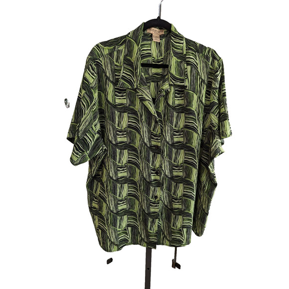 Notations Tops - Notations Button Up Womens 3X Multicolor All Over Print Short Sleeve Top